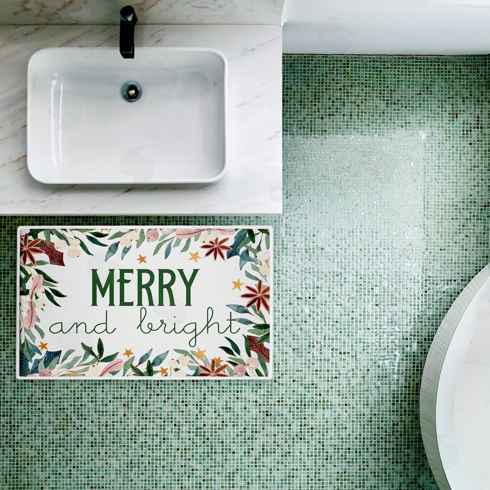 Kim Allen Merry And Bright Seasonal Florals Plush Bathroom Floor Mat