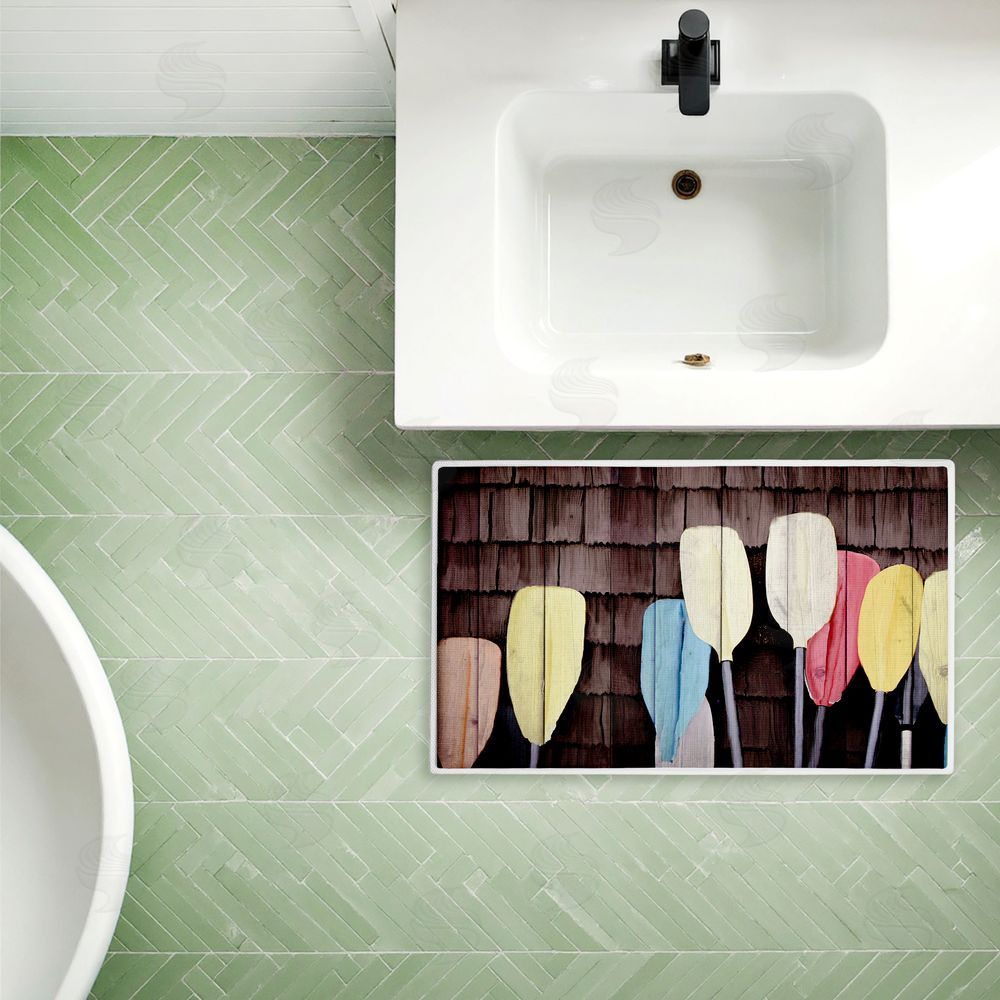 Kim Allen Colorful Lake Paddles Plush Bathroom Floor Mat