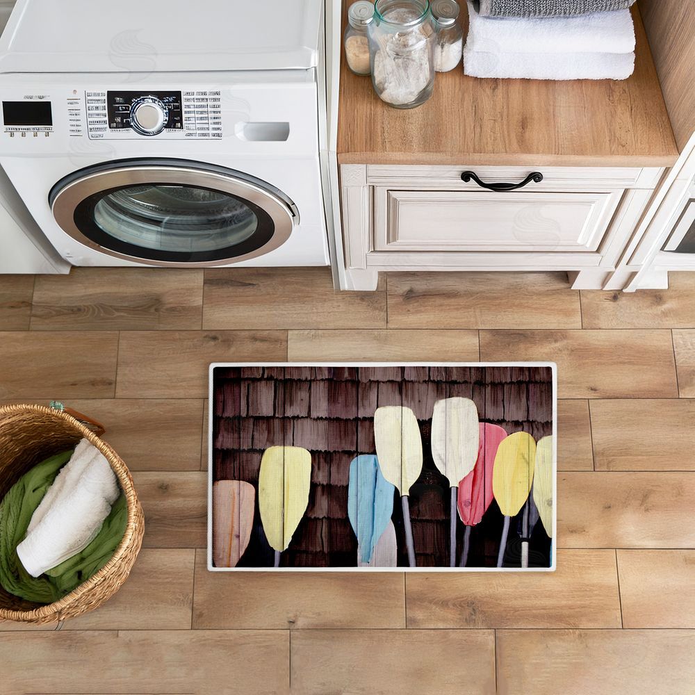 Kim Allen Colorful Lake Paddles Plush Bathroom Floor Mat