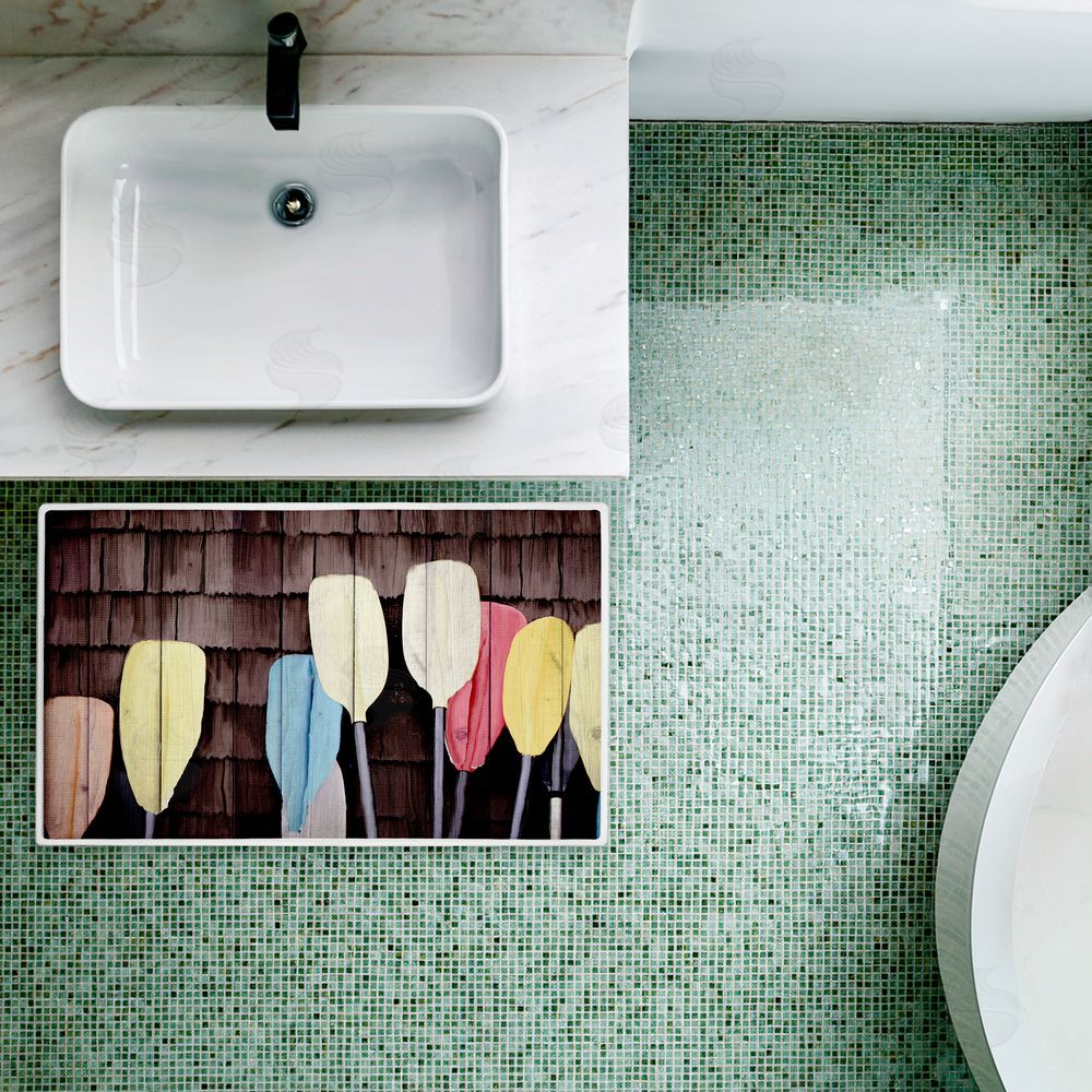 Kim Allen Colorful Lake Paddles Plush Bathroom Floor Mat