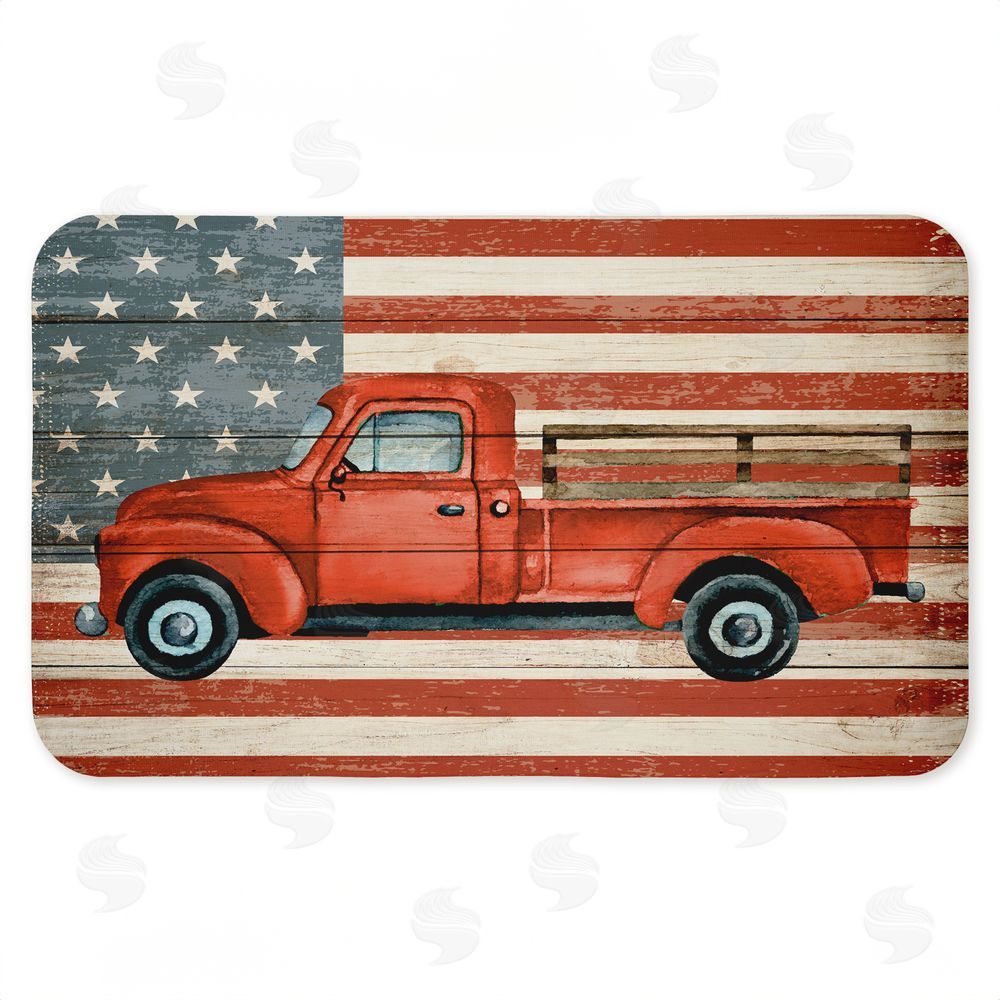 Kim Allen Patriotic USA Flag Truck Kitchen Floor Mat