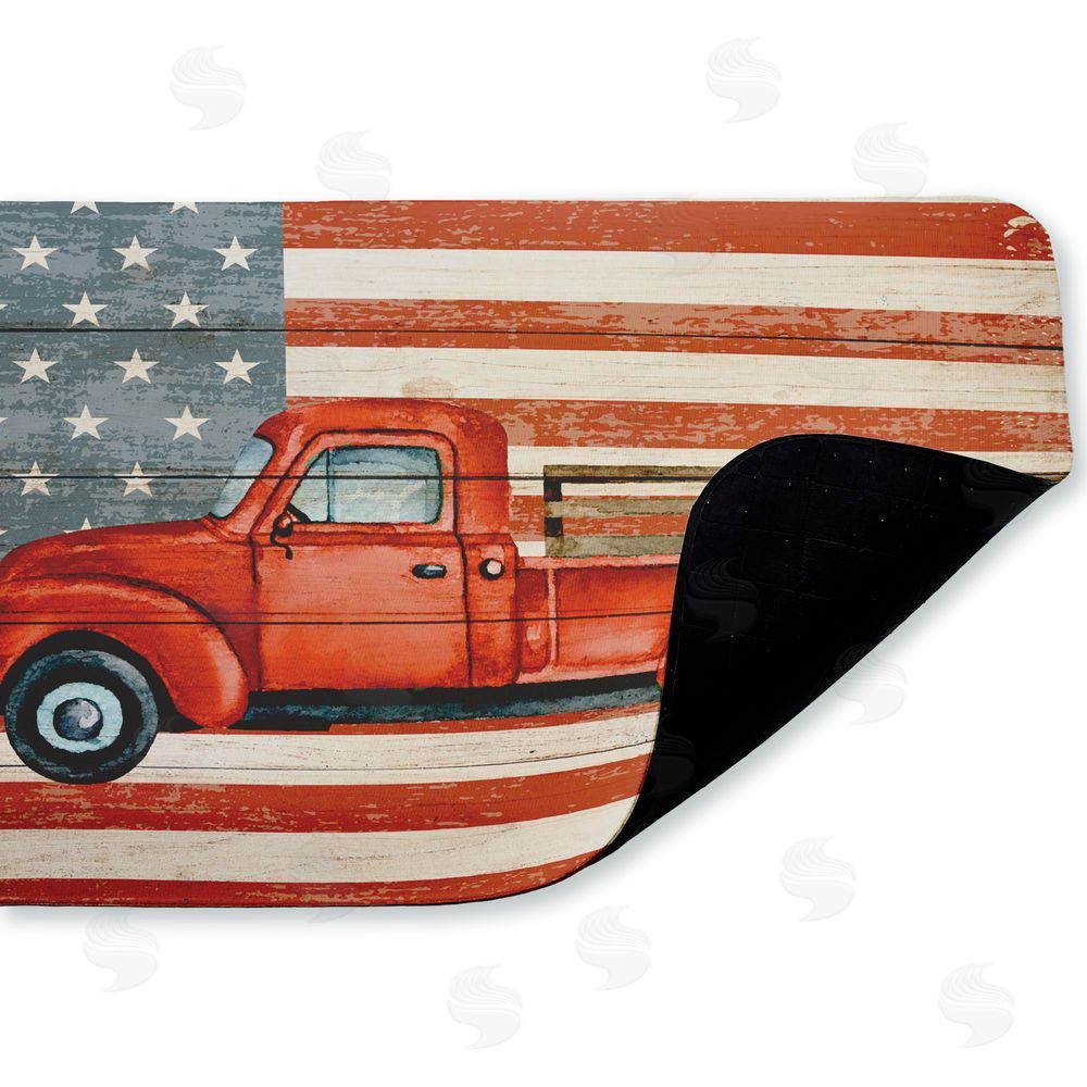 Kim Allen Patriotic USA Flag Truck Kitchen Floor Mat