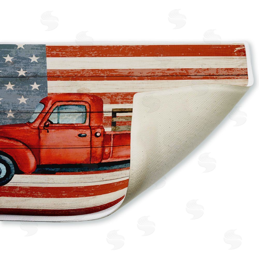 Kim Allen Patriotic USA Flag Truck Plush Bathroom Floor Mat