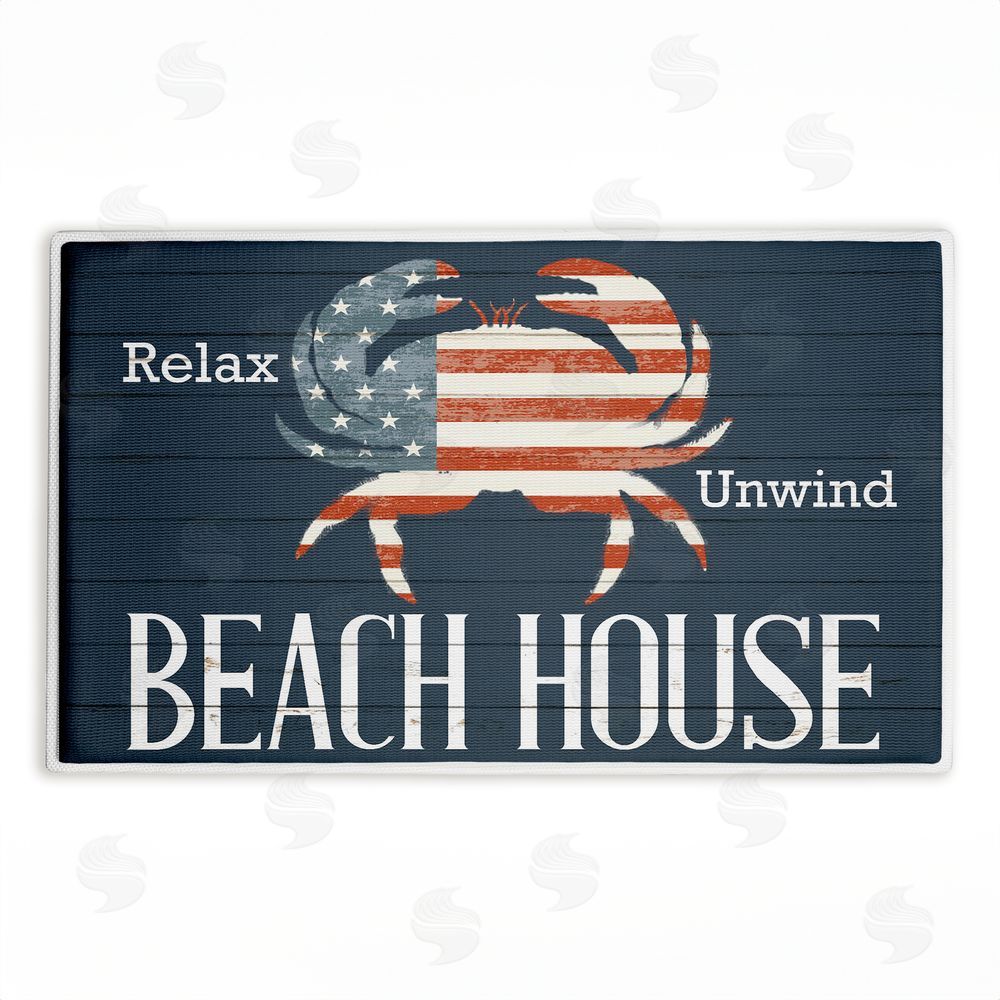 Kim Allen Relax Unwind Patriotic Beach House Plush Bathroom Floor Mat