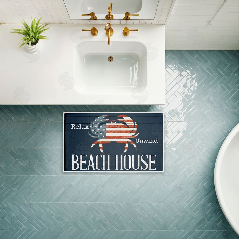 Kim Allen Relax Unwind Patriotic Beach House Plush Bathroom Floor Mat
