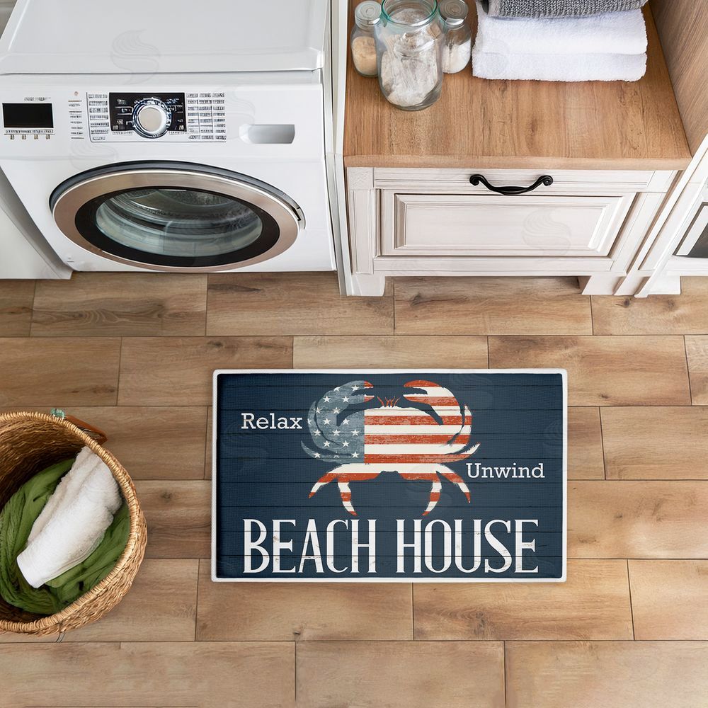 Kim Allen Relax Unwind Patriotic Beach House Plush Bathroom Floor Mat