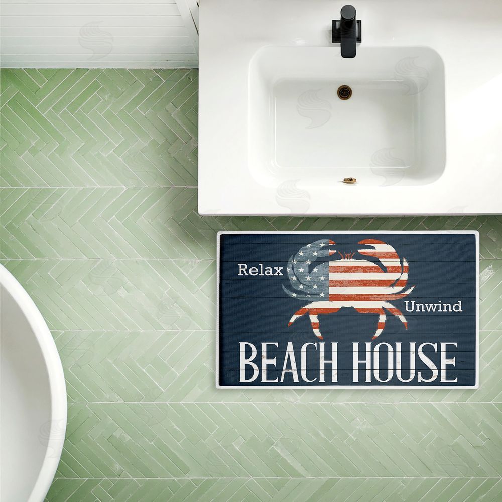 Kim Allen Relax Unwind Patriotic Beach House Plush Bathroom Floor Mat