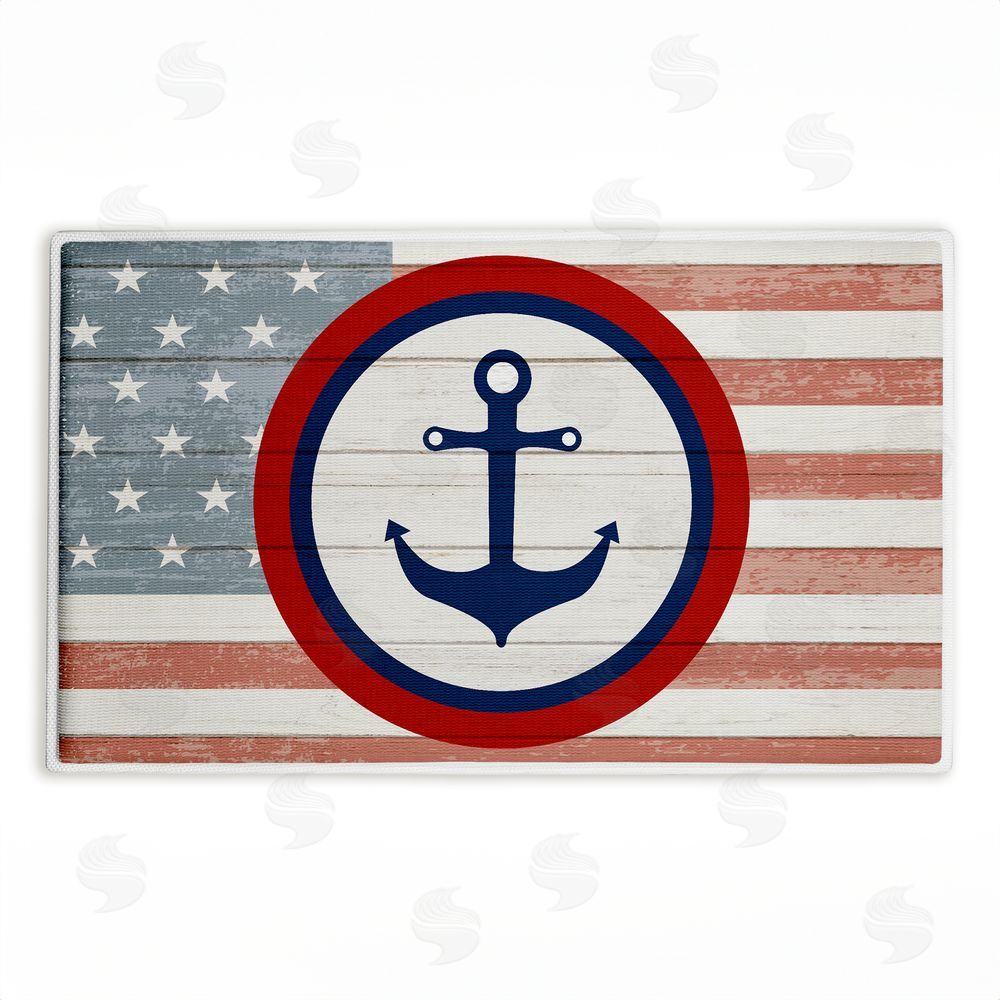 Kim Allen Nautical Flag with Anchor Plush Bathroom Floor Mat