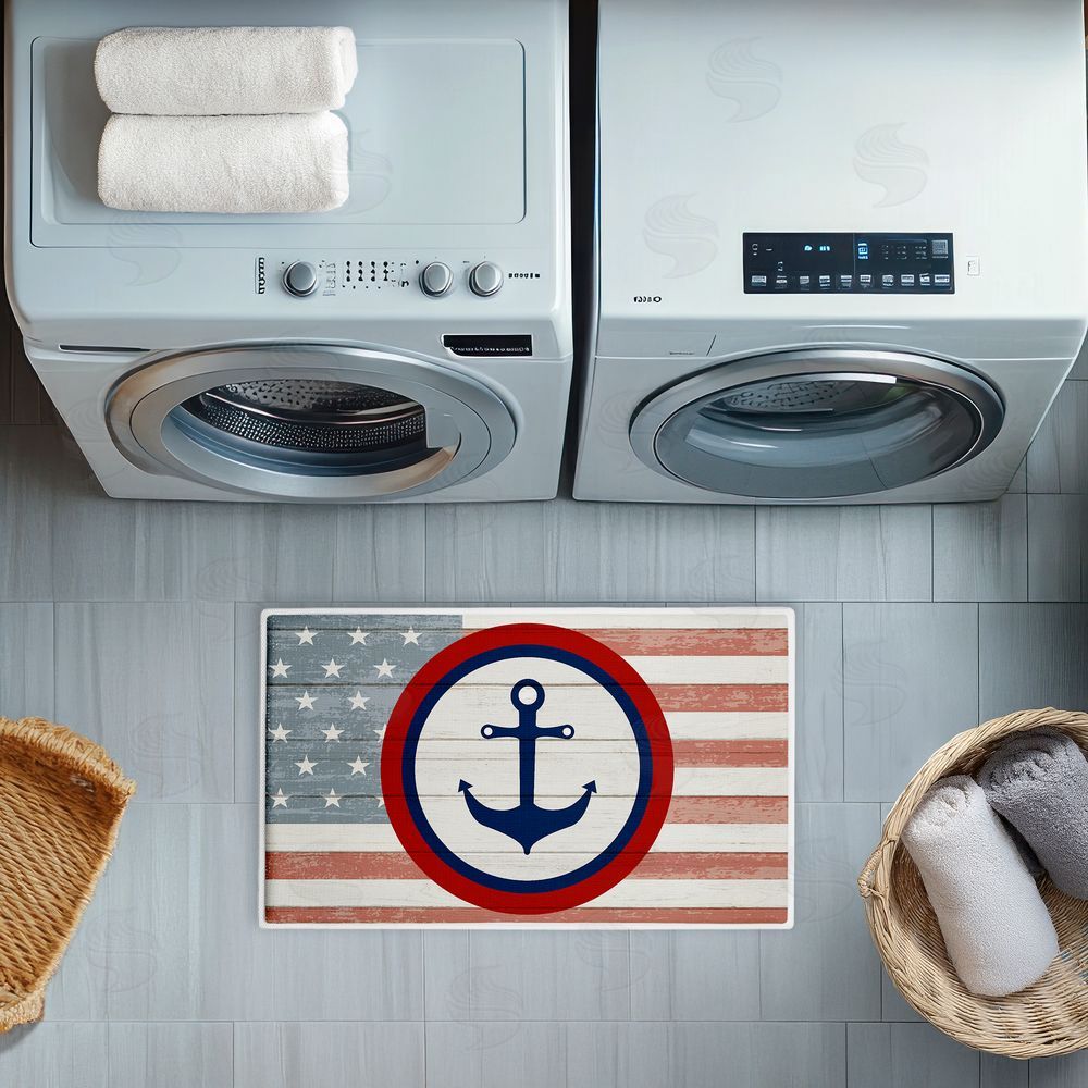 Kim Allen Nautical Flag with Anchor Plush Bathroom Floor Mat