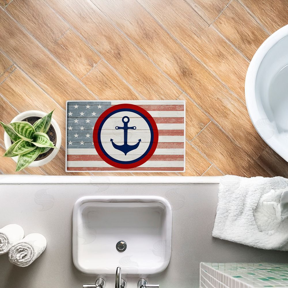 Kim Allen Nautical Flag with Anchor Plush Bathroom Floor Mat