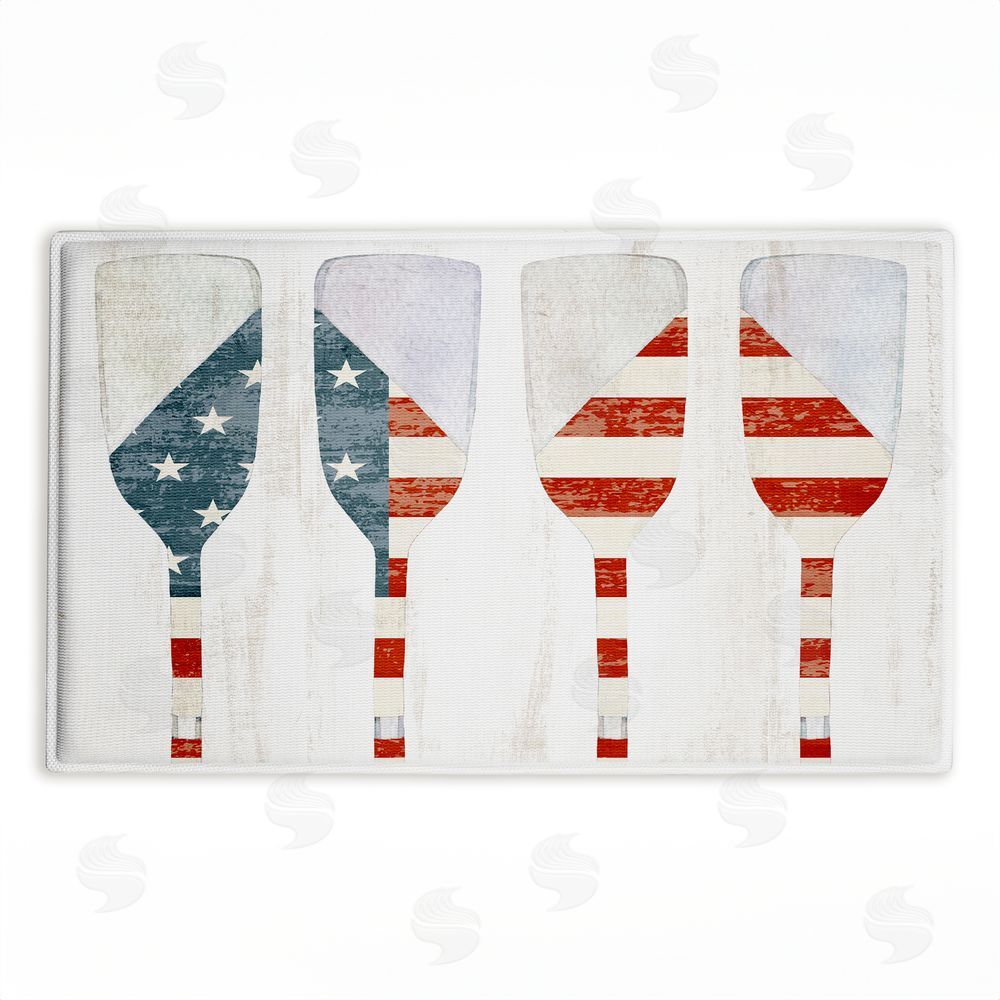 Kim Allen Patriotic Flag Boat Paddles Plush Bathroom Floor Mat