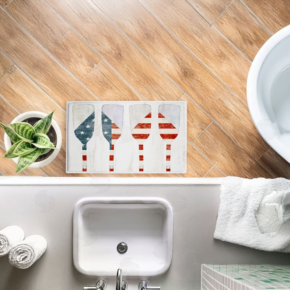 Kim Allen Patriotic Flag Boat Paddles Plush Bathroom Floor Mat