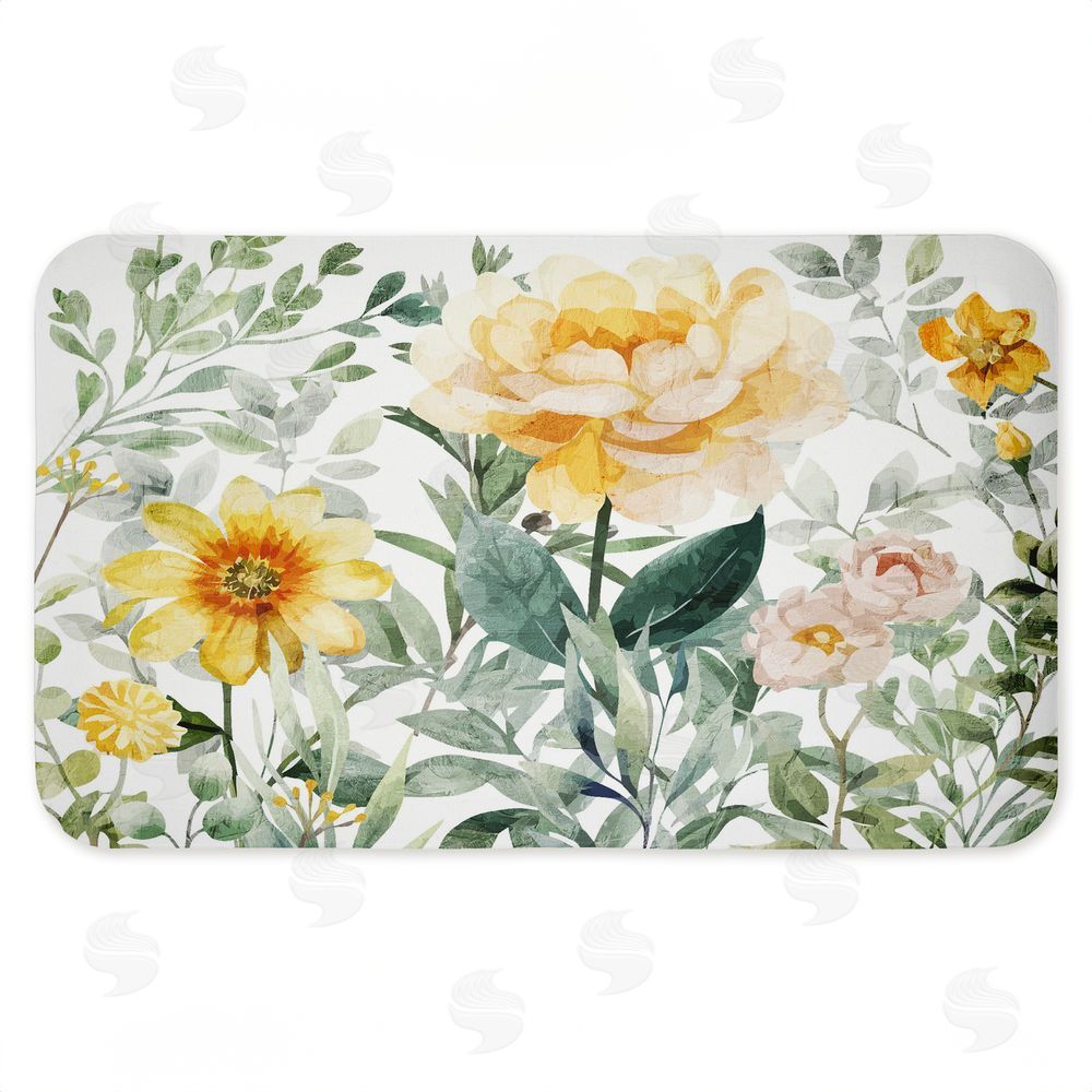 Kim Allen Yellow Flower Garden Kitchen Floor Mat