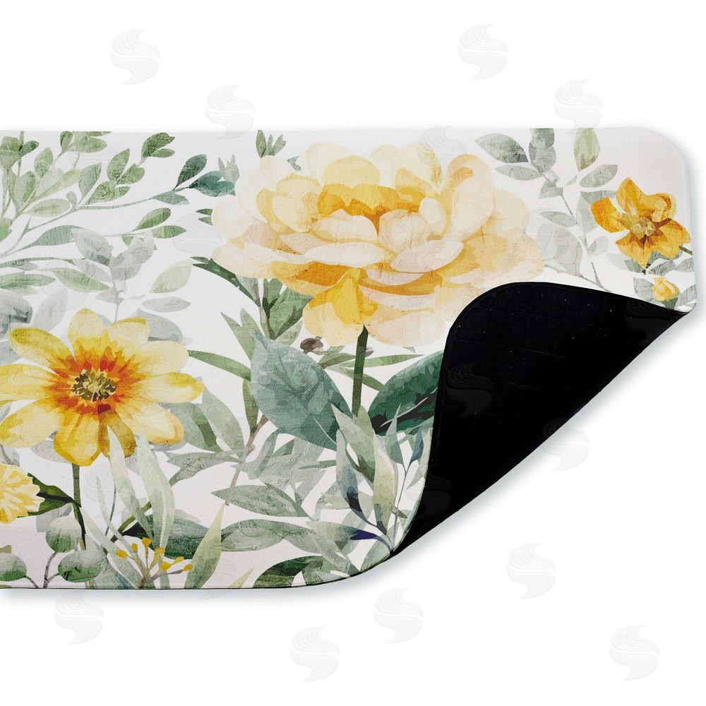 Kim Allen Yellow Flower Garden Kitchen Floor Mat