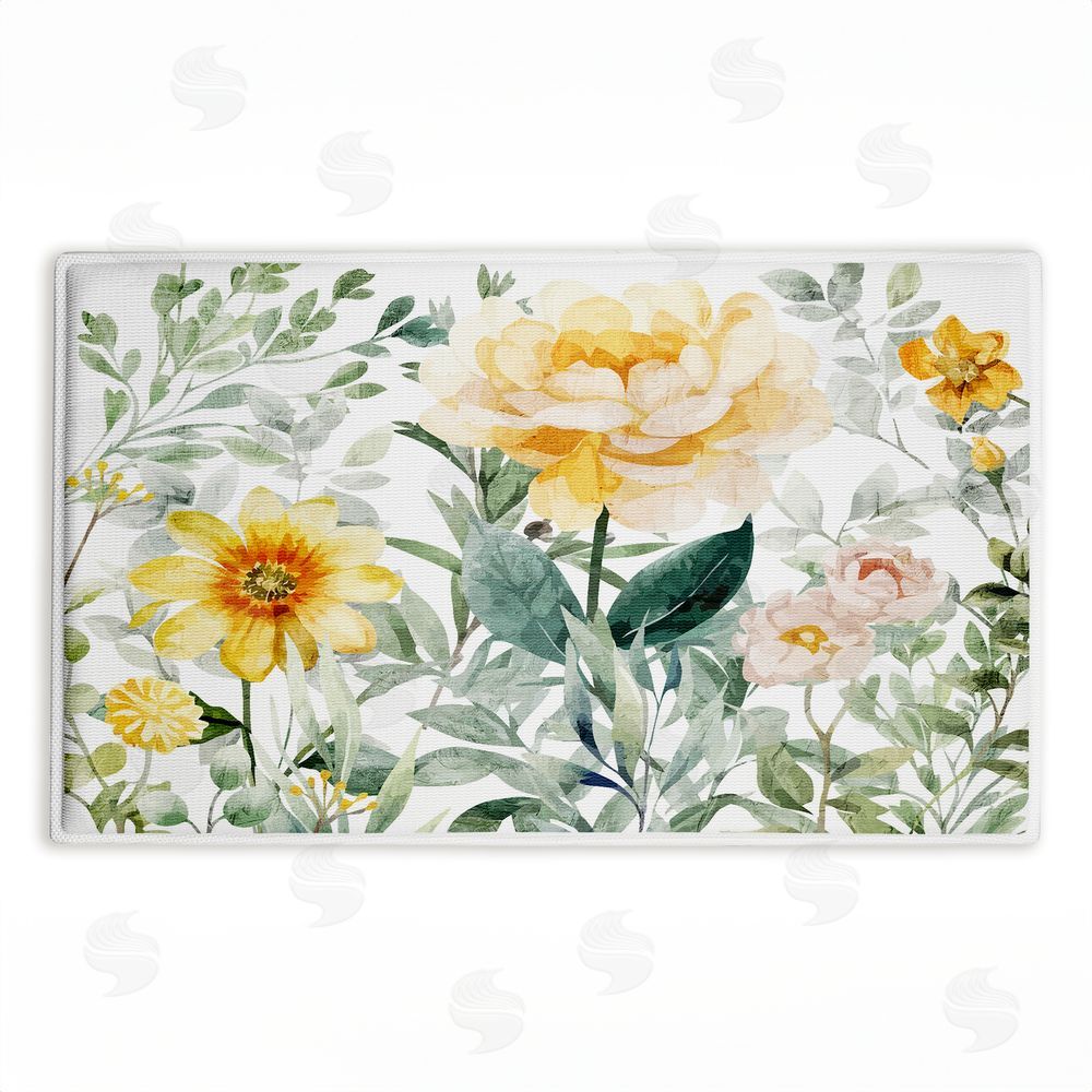 Kim Allen Yellow Flower Garden Plush Bathroom Floor Mat