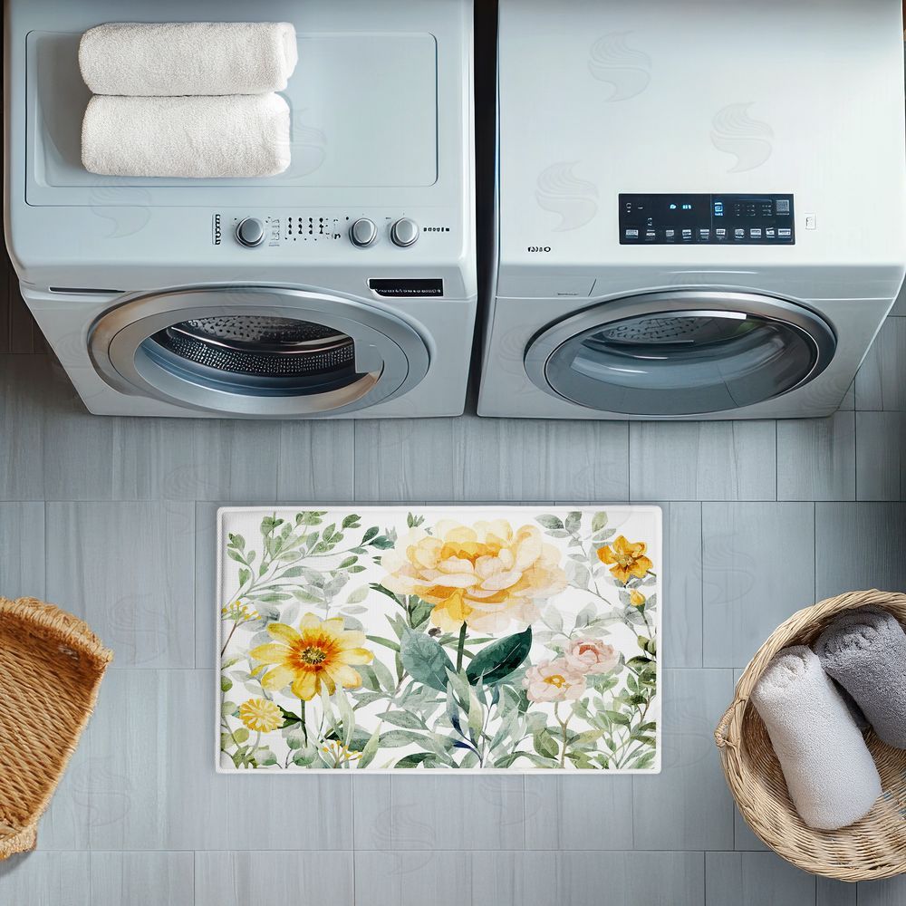 Kim Allen Yellow Flower Garden Plush Bathroom Floor Mat