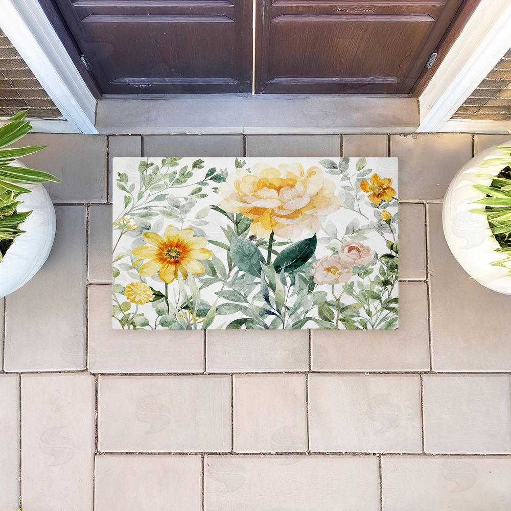 Kim Allen Yellow Flower Garden Unwoven Outdoor Door Mat