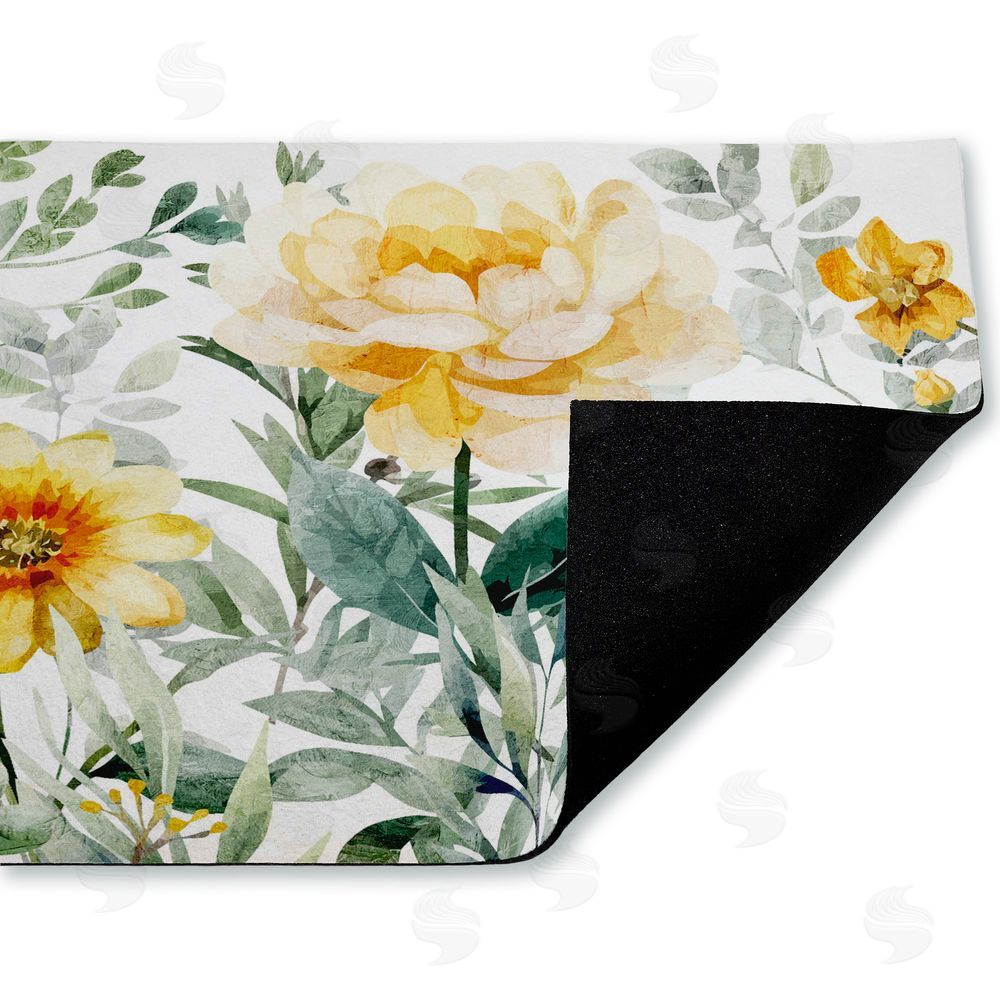 Kim Allen Yellow Flower Garden Unwoven Outdoor Door Mat