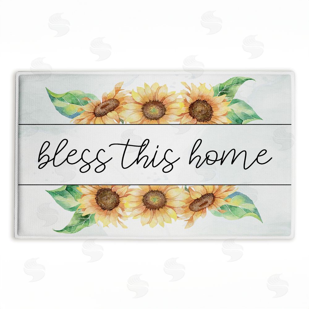 Kim Allen Bless This Home Sunflowers Plush Bathroom Floor Mat