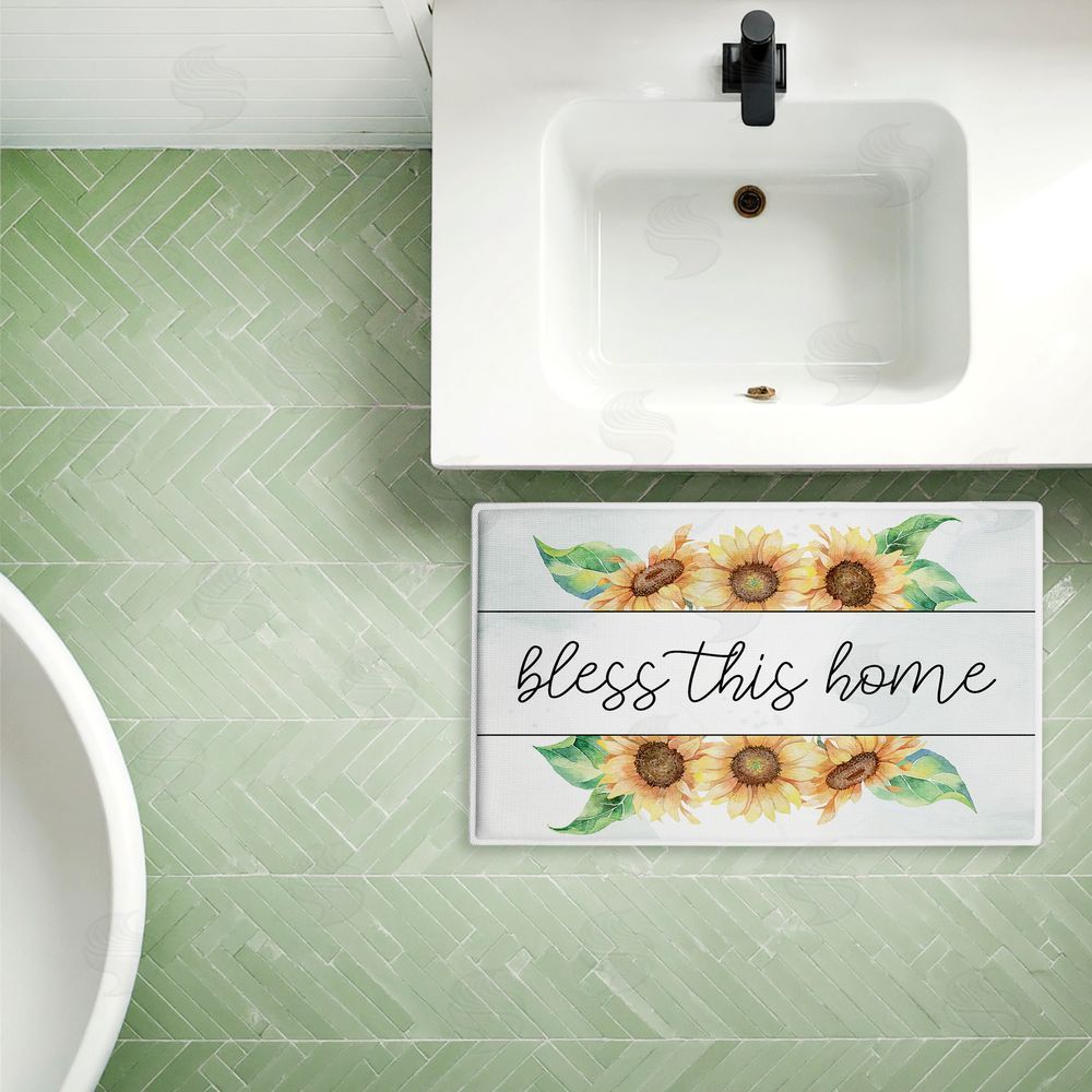 Kim Allen Bless This Home Sunflowers Plush Bathroom Floor Mat