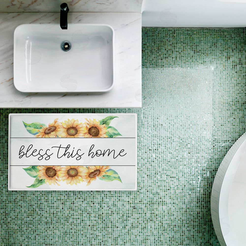 Kim Allen Bless This Home Sunflowers Plush Bathroom Floor Mat