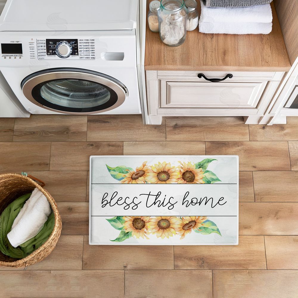 Kim Allen Bless This Home Sunflowers Plush Bathroom Floor Mat