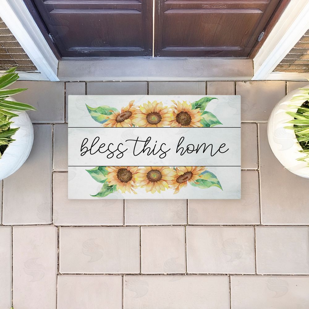 Kim Allen Bless This Home Sunflowers Unwoven Outdoor Door Mat