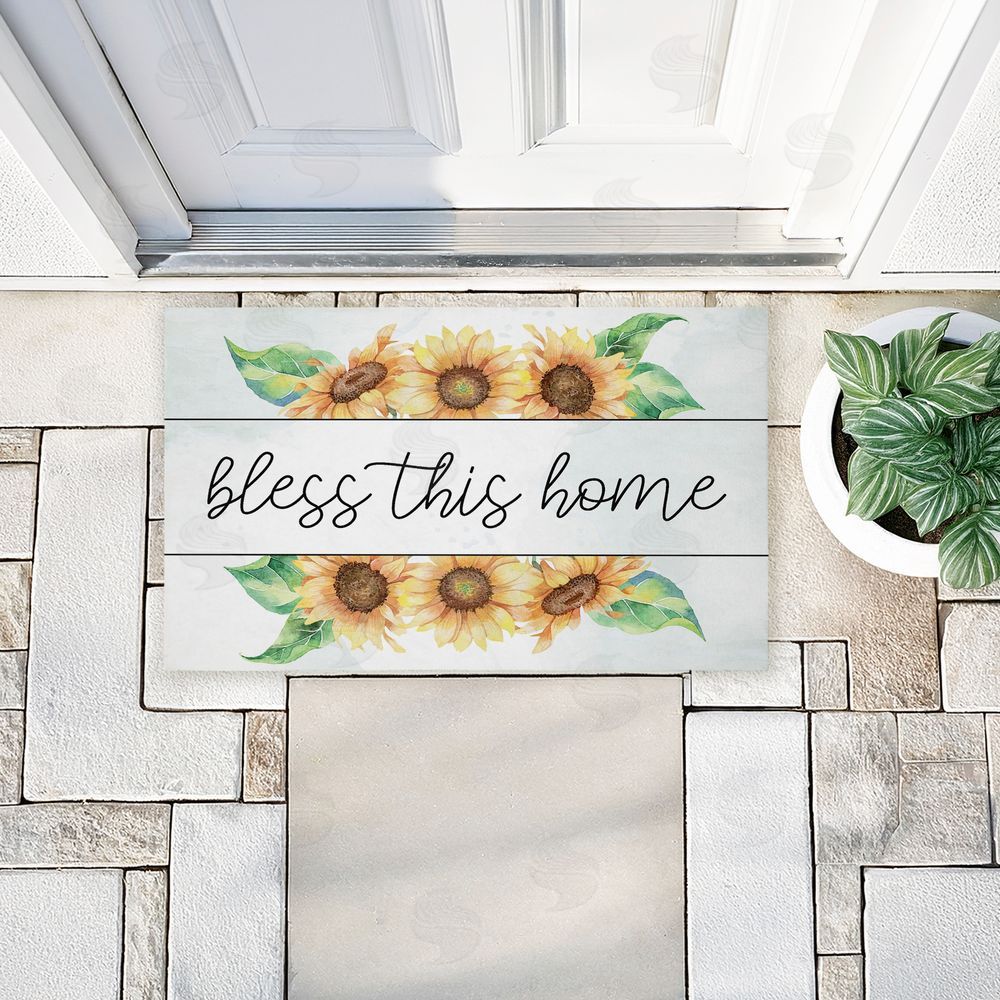 Kim Allen Bless This Home Sunflowers Unwoven Outdoor Door Mat