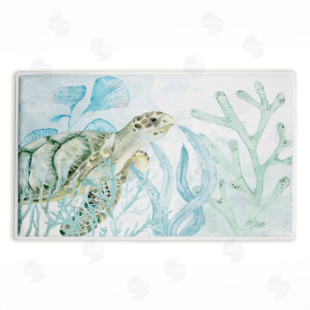 Kim Allen Turtle In The Sea Plush Bathroom Floor Mat