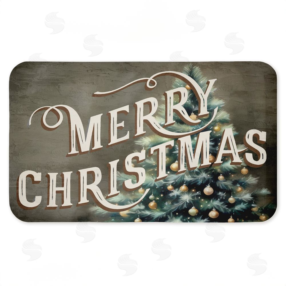Kim Allen Vintage Merry Christmas Greeting Kitchen Floor Mat