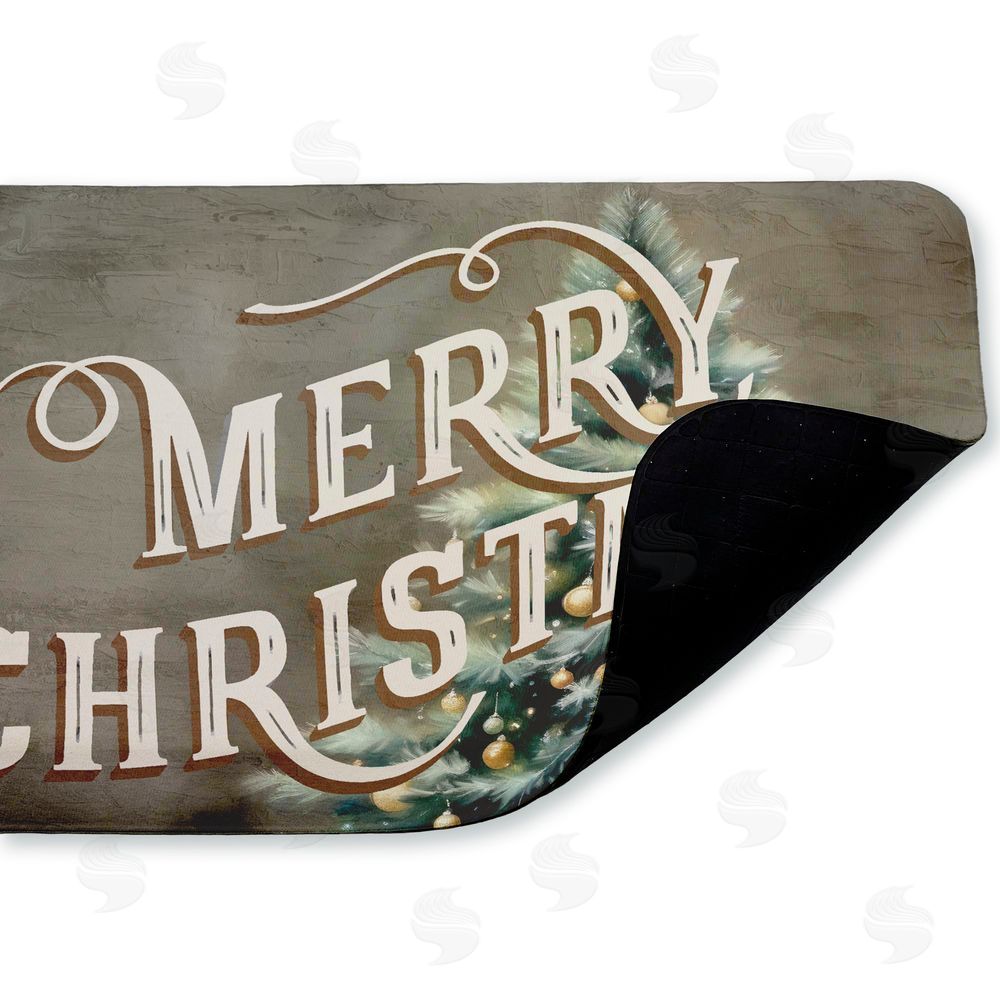 Kim Allen Vintage Merry Christmas Greeting Kitchen Floor Mat