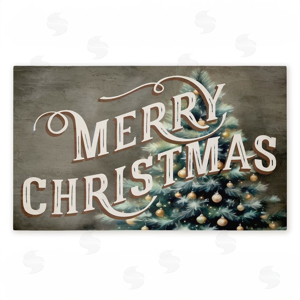 Kim Allen Vintage Merry Christmas Greeting Unwoven Outdoor Door Mat