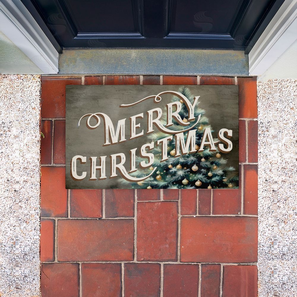 Kim Allen Vintage Merry Christmas Greeting Unwoven Outdoor Door Mat