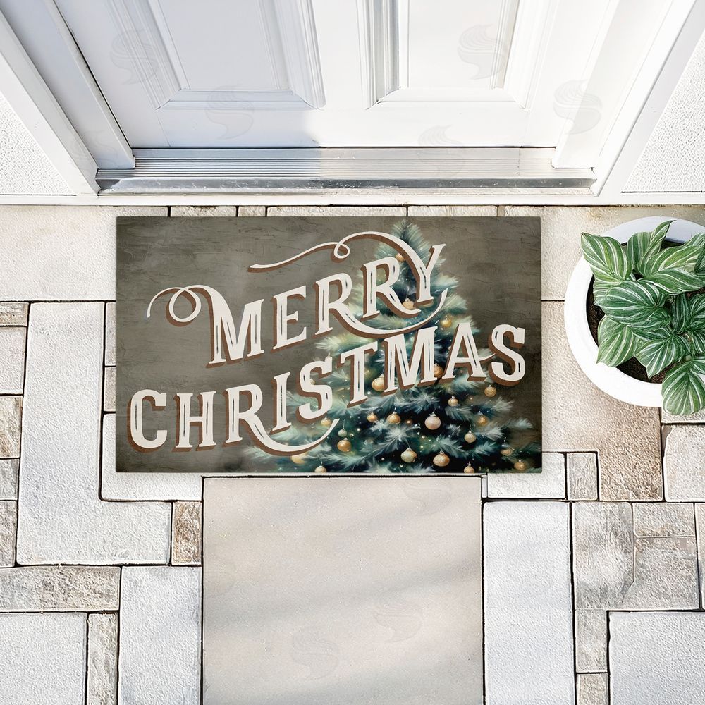 Kim Allen Vintage Merry Christmas Greeting Unwoven Outdoor Door Mat