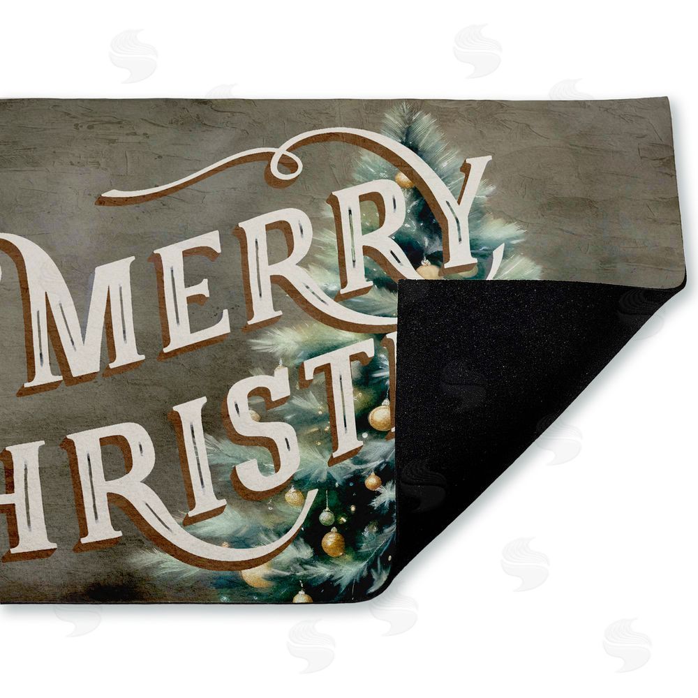 Kim Allen Vintage Merry Christmas Greeting Unwoven Outdoor Door Mat