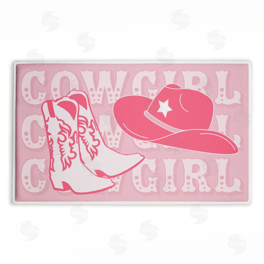 Corinne Rose Designs Pink Pastel Cowgirl Plush Bathroom Floor Mat