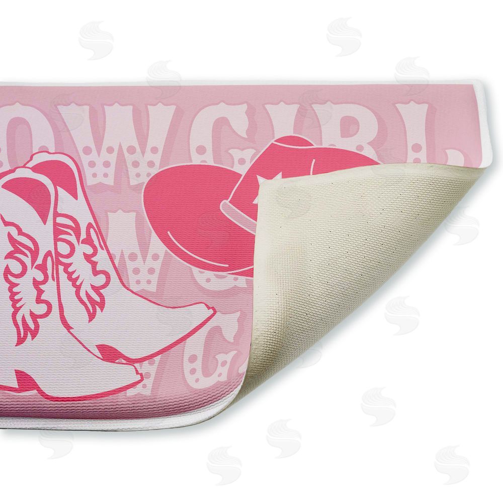Corinne Rose Designs Pink Pastel Cowgirl Plush Bathroom Floor Mat