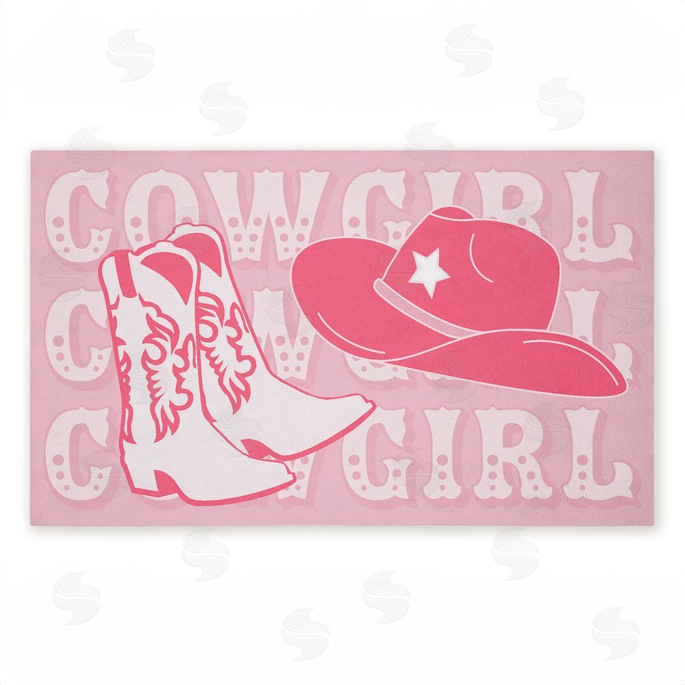 Corinne Rose Designs Pink Pastel Cowgirl Unwoven Outdoor Door Mat