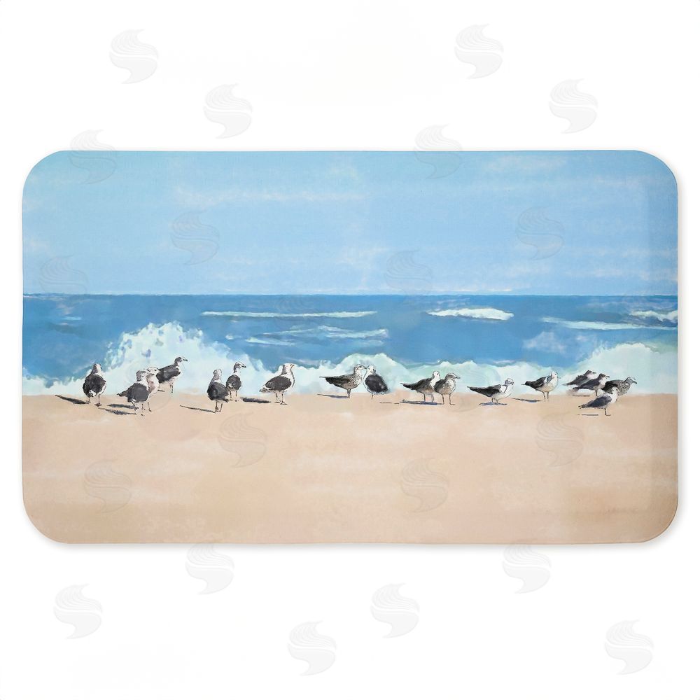 Jeff Pica Sunny Beach Day Birds Kitchen Floor Mat