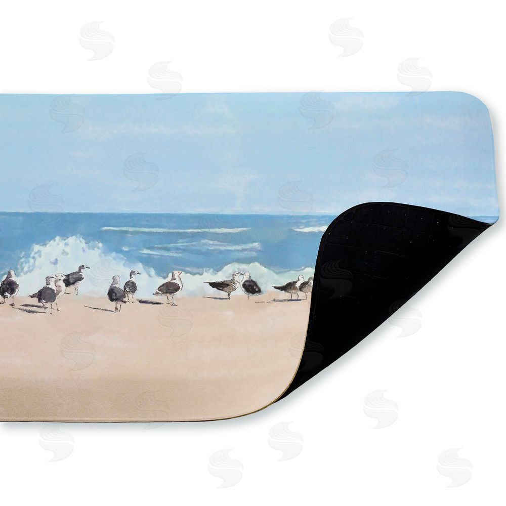 Jeff Pica Sunny Beach Day Birds Kitchen Floor Mat