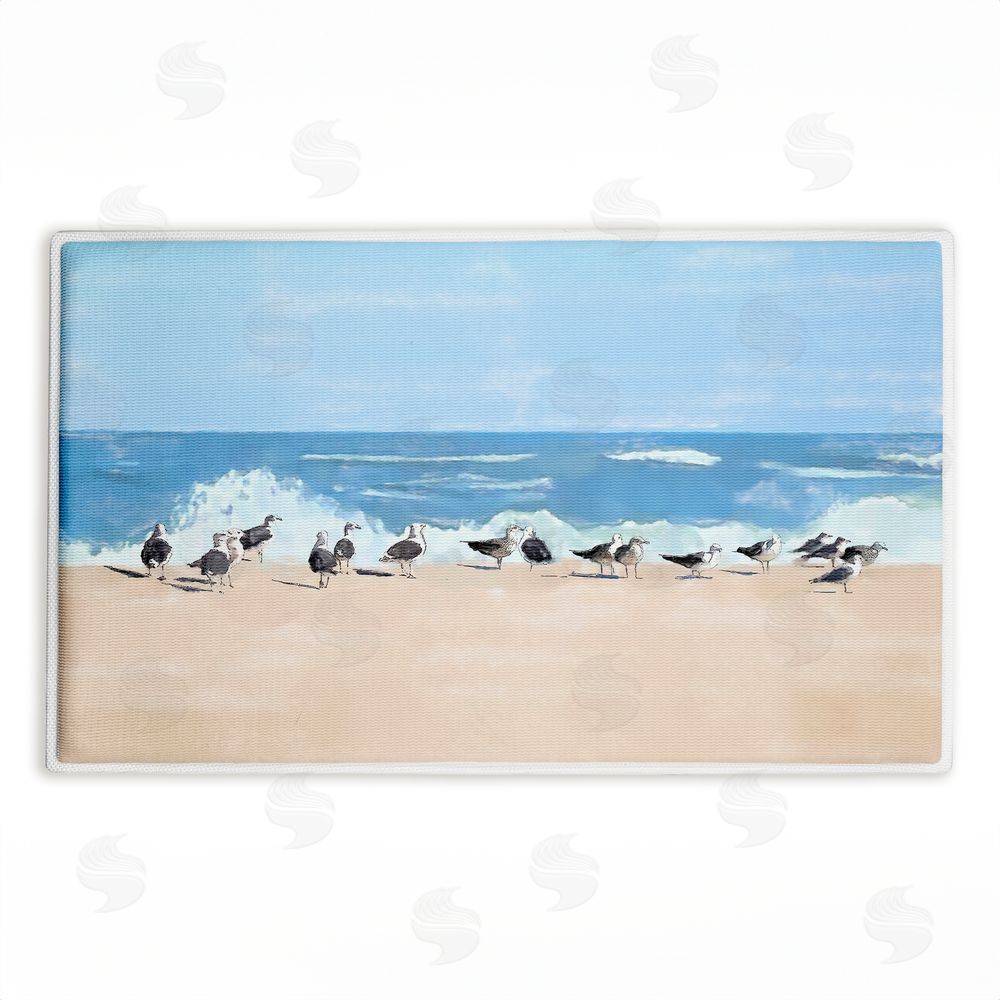 Jeff Pica Sunny Beach Day Birds Plush Bathroom Floor Mat