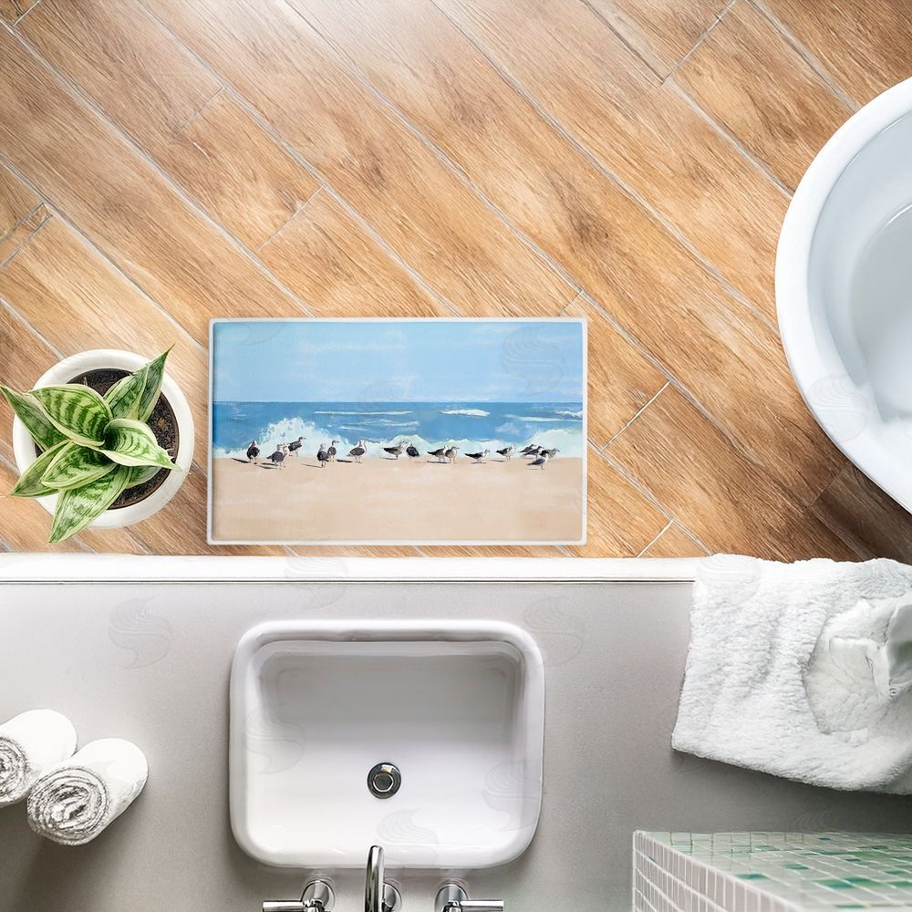 Jeff Pica Sunny Beach Day Birds Plush Bathroom Floor Mat