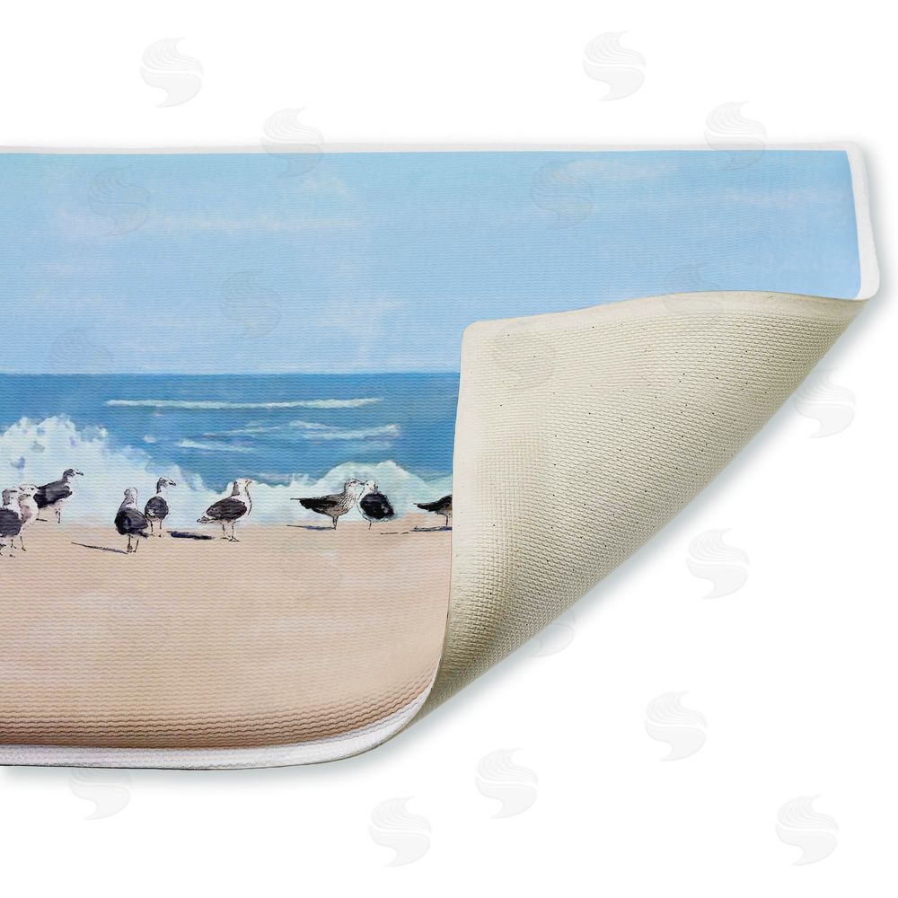 Jeff Pica Sunny Beach Day Birds Plush Bathroom Floor Mat