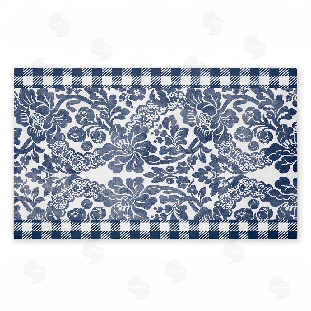 Kim Allen Navy Gingham Florals Unwoven Outdoor Door Mat