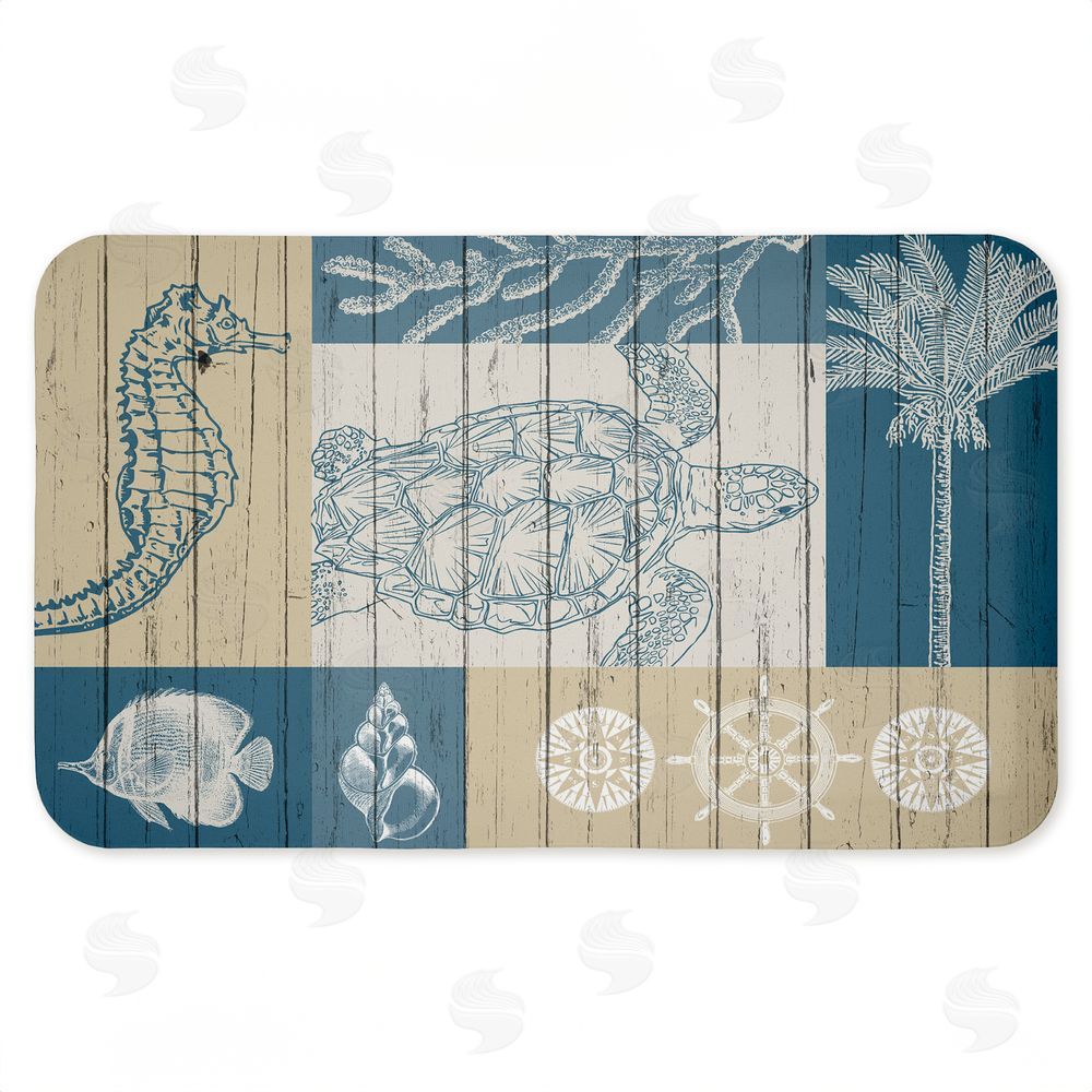 Kim Allen Let's Sail Nautical Creatures Kitchen Floor Mat