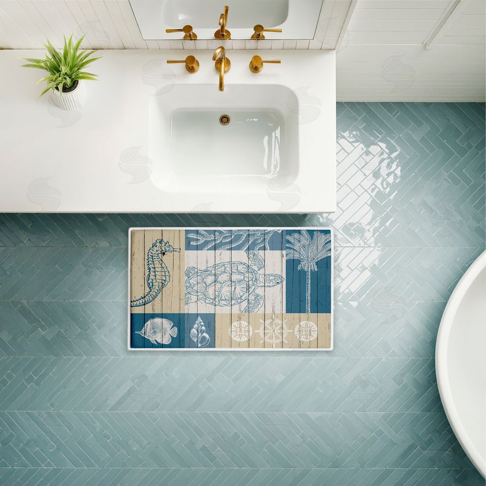 Kim Allen Let's Sail Nautical Creatures Plush Bathroom Floor Mat