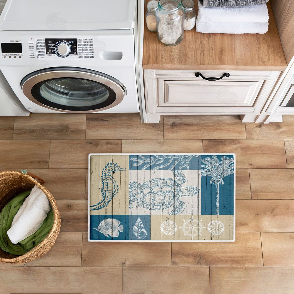 Kim Allen Let's Sail Nautical Creatures Plush Bathroom Floor Mat