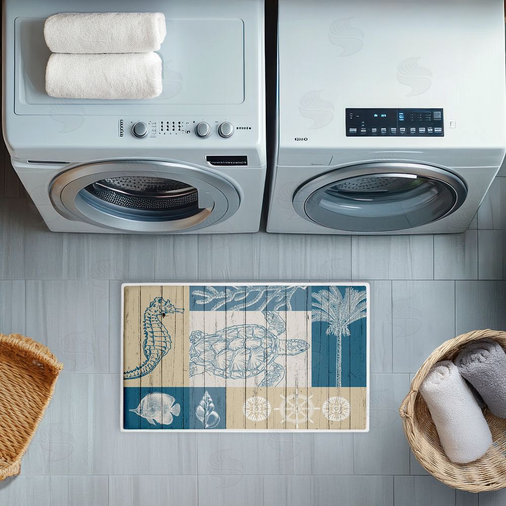 Kim Allen Let's Sail Nautical Creatures Plush Bathroom Floor Mat