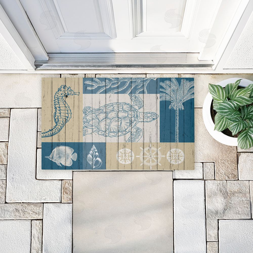 Kim Allen Let's Sail Nautical Creatures Unwoven Outdoor Door Mat