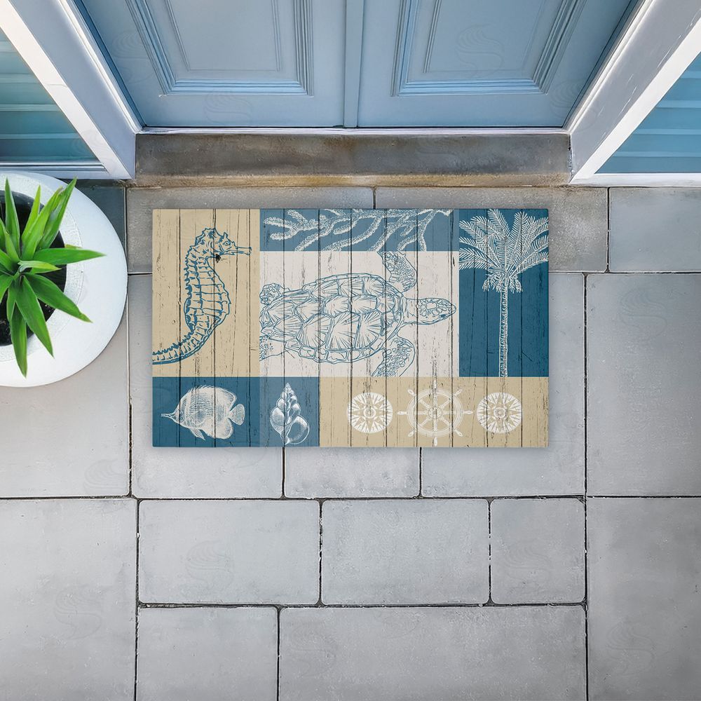 Kim Allen Let's Sail Nautical Creatures Unwoven Outdoor Door Mat